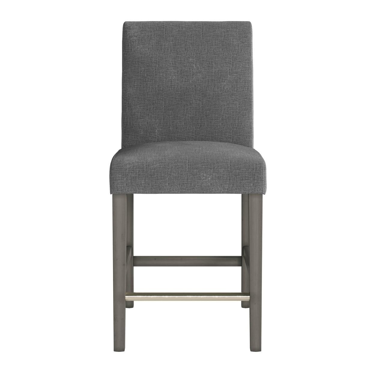 Laura Gray Fabric and Wood Counter Height Barstool with Steel Footrest