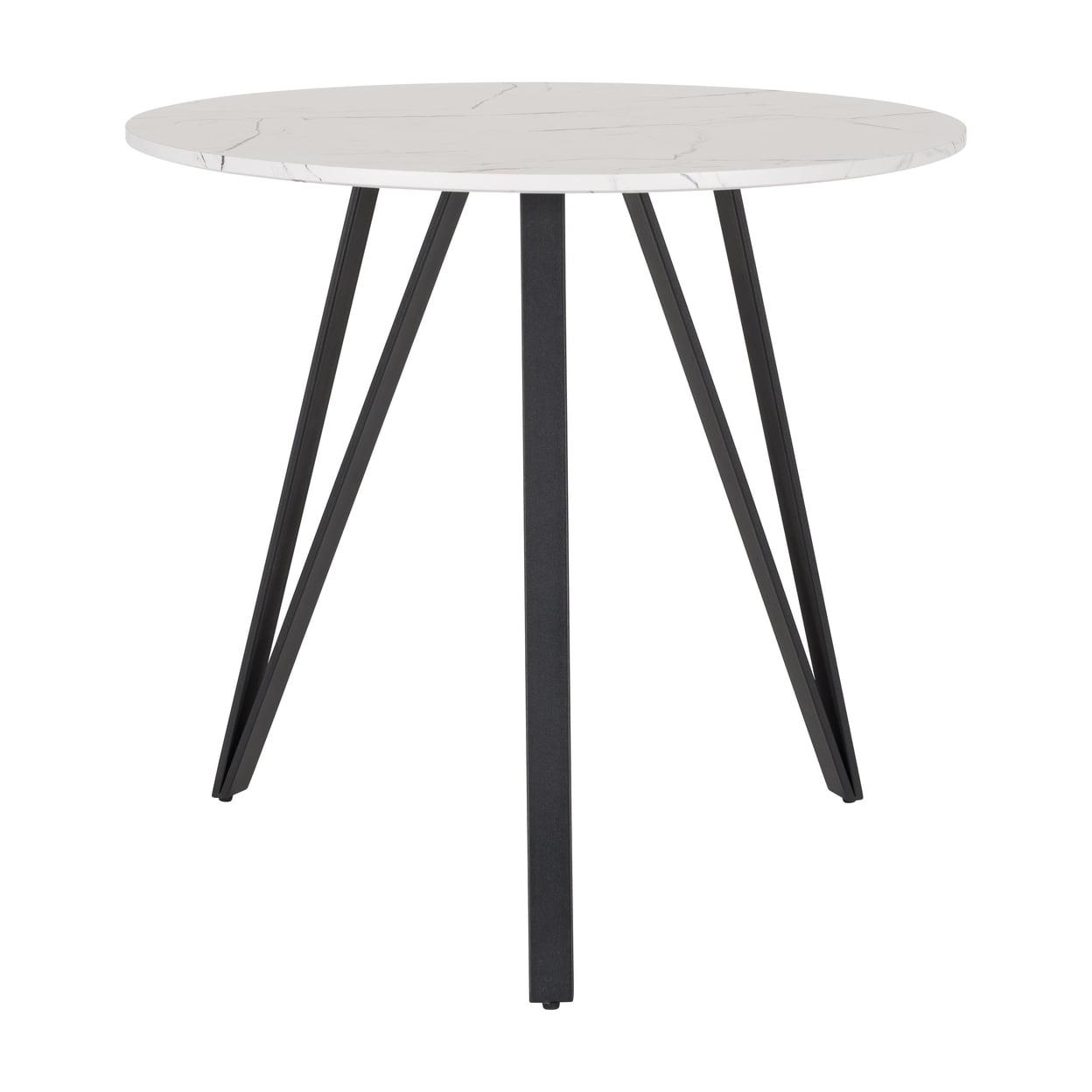 31" Ezra Small Round Dining Table Marble Finish White - CorLiving: Bistro Style, Seats 4