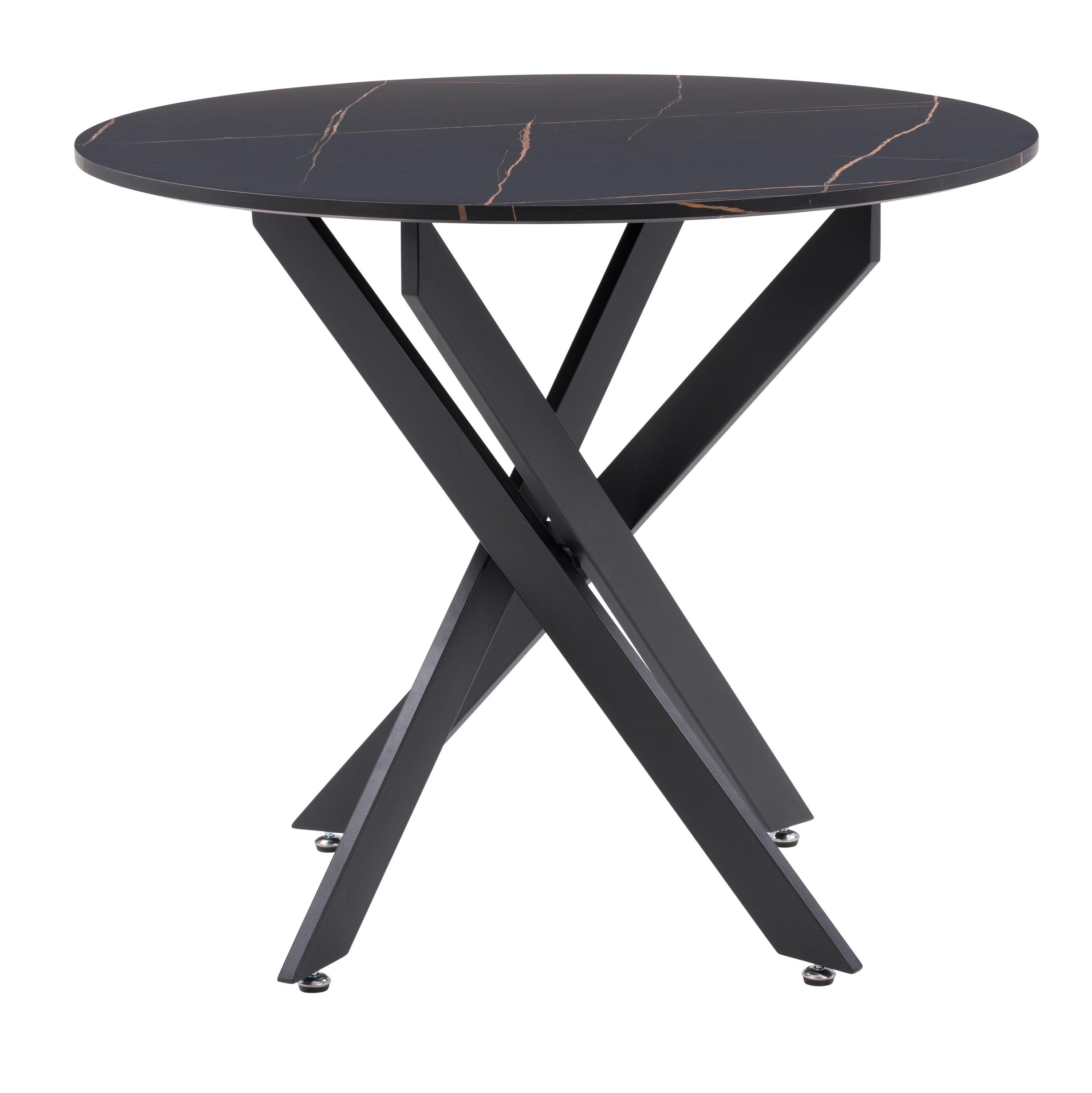 Lennox Iron Leg Trestle Dining Table Black - CorLiving: 36-Inch Wood Composite, Seats 4