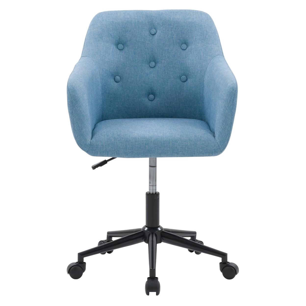 Marlowe 23" Light Blue Woven Fabric Button-Tufted Task Chair