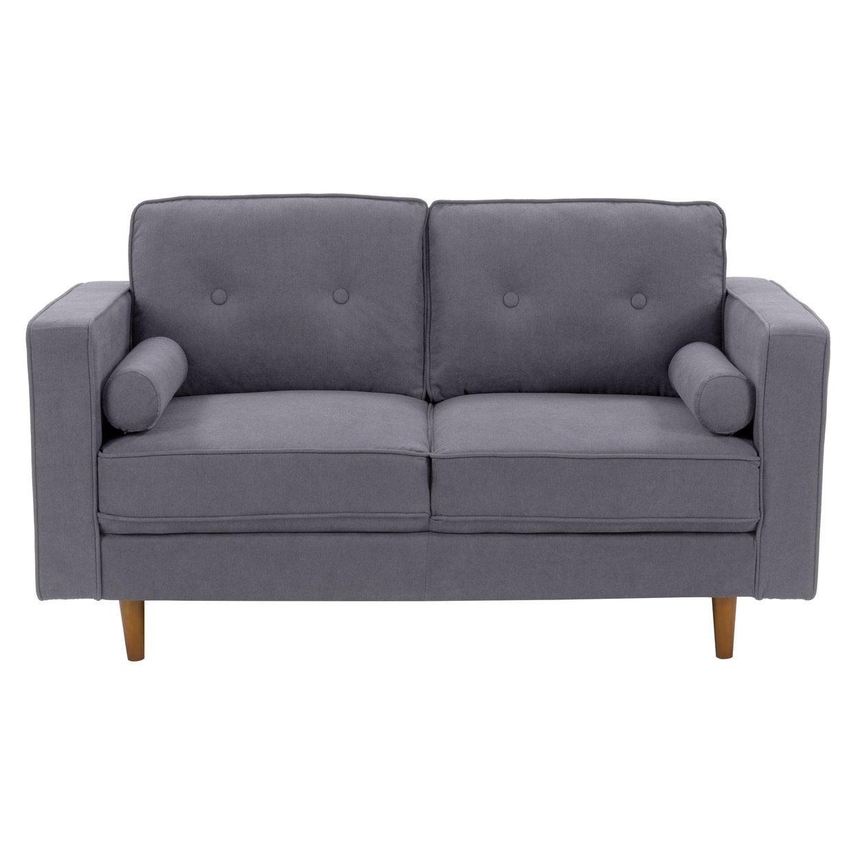 Mulberry 52'' Gray Microfiber Tufted Loveseat with Wood Legs