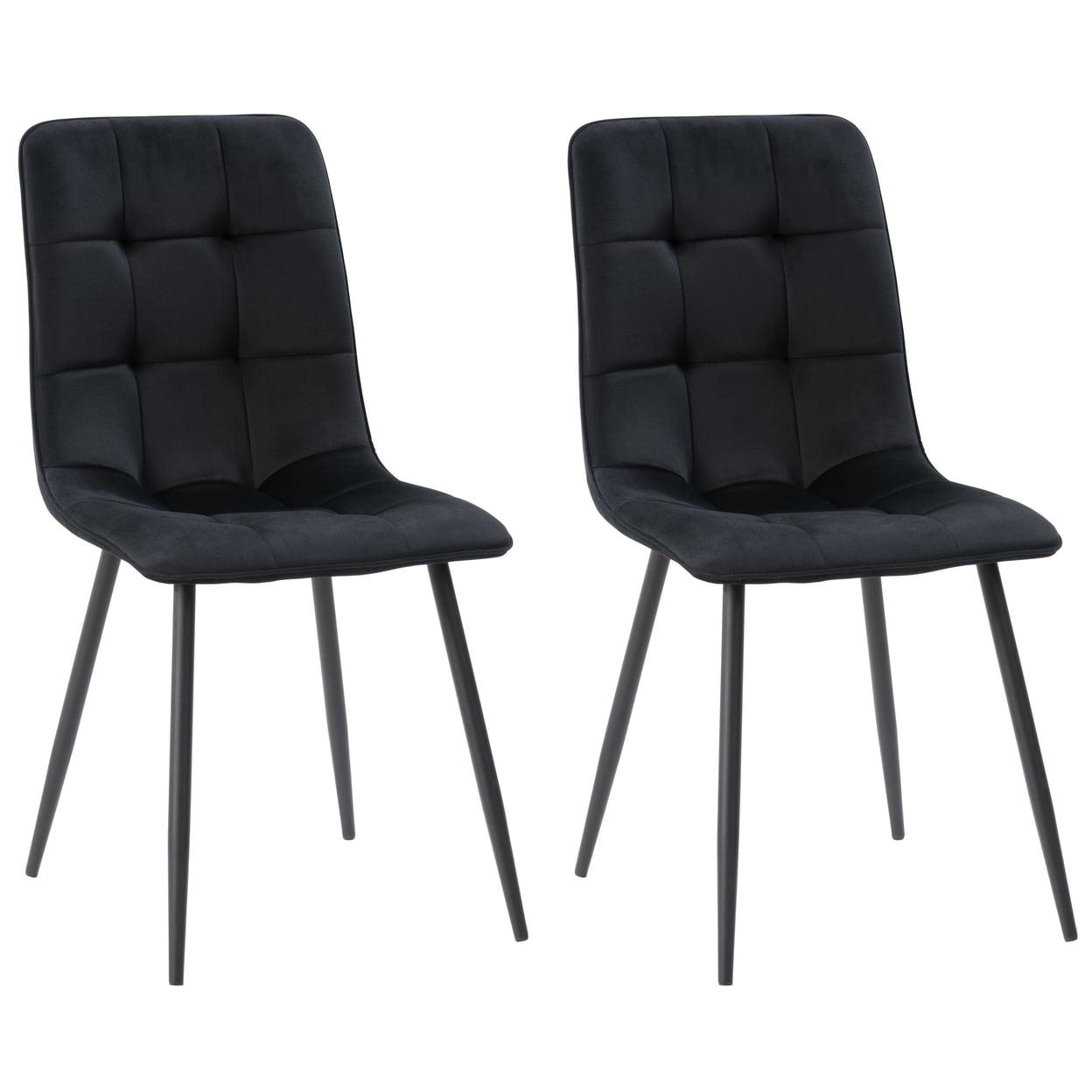 CorLiving Nash Modern Black Velvet Upholstered Dining Chair Set of 2 - Dining Room Chairs, Kitchen Chairs, Side Chairs for Dining Table - Stylish Chair Set for Kitchen & Dining Room