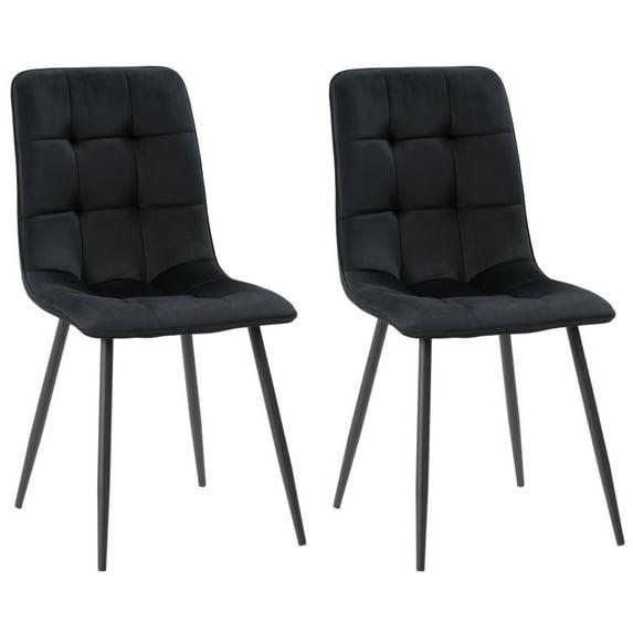 CorLiving Nash Modern Black Velvet Upholstered Dining Chair Set of 2 - Dining Room Chairs, Kitchen Chairs, Side Chairs for Dining Table - Stylish Chair Set for Kitchen & Dining Room