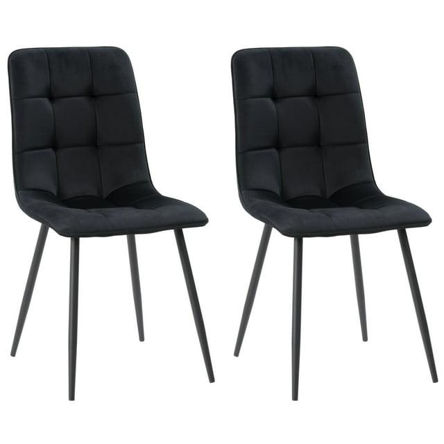 CorLiving Nash Modern Black Velvet Upholstered Dining Chair Set of 2 - Dining Room Chairs, Kitchen Chairs, Side Chairs for Dining Table - Stylish Chair Set for Kitchen & Dining Room