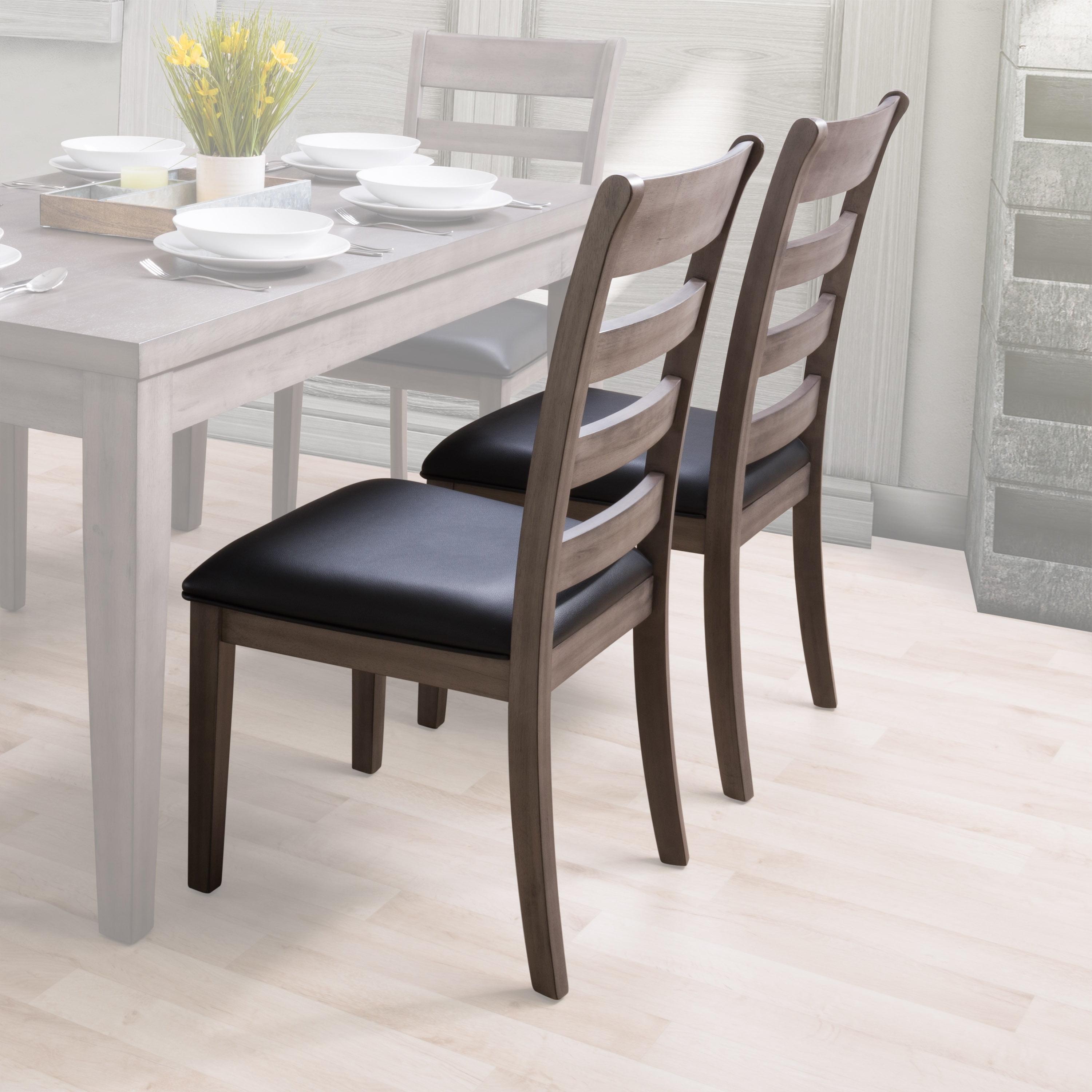 Set of 2 New York Wood Dining Chairs Washed Gray - CorLiving