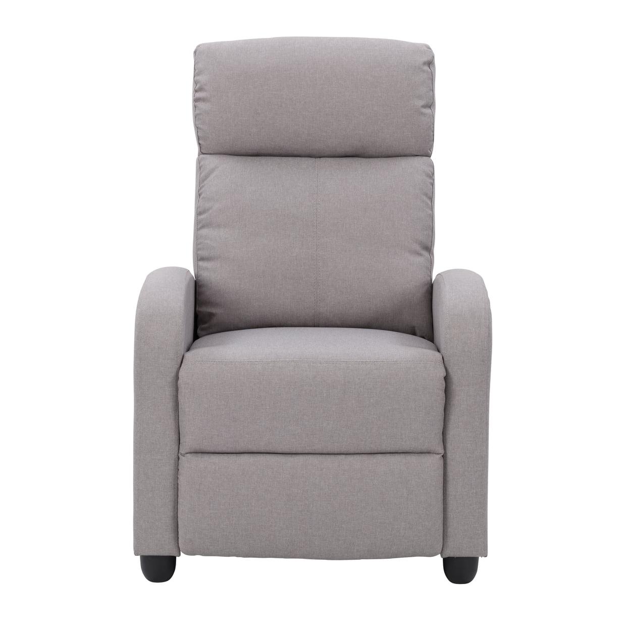 Light Grey Fabric Recliner Accent Chair with Wood Frame