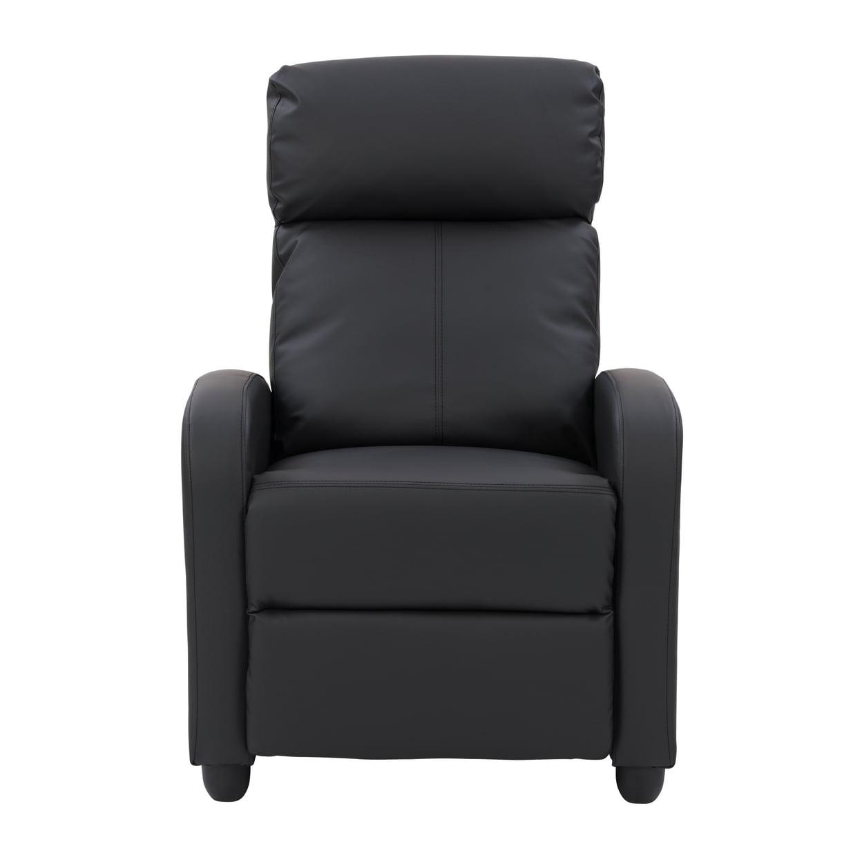 CorLiving Oren Soft and Premium PU Fabric Manual Recliner in Black