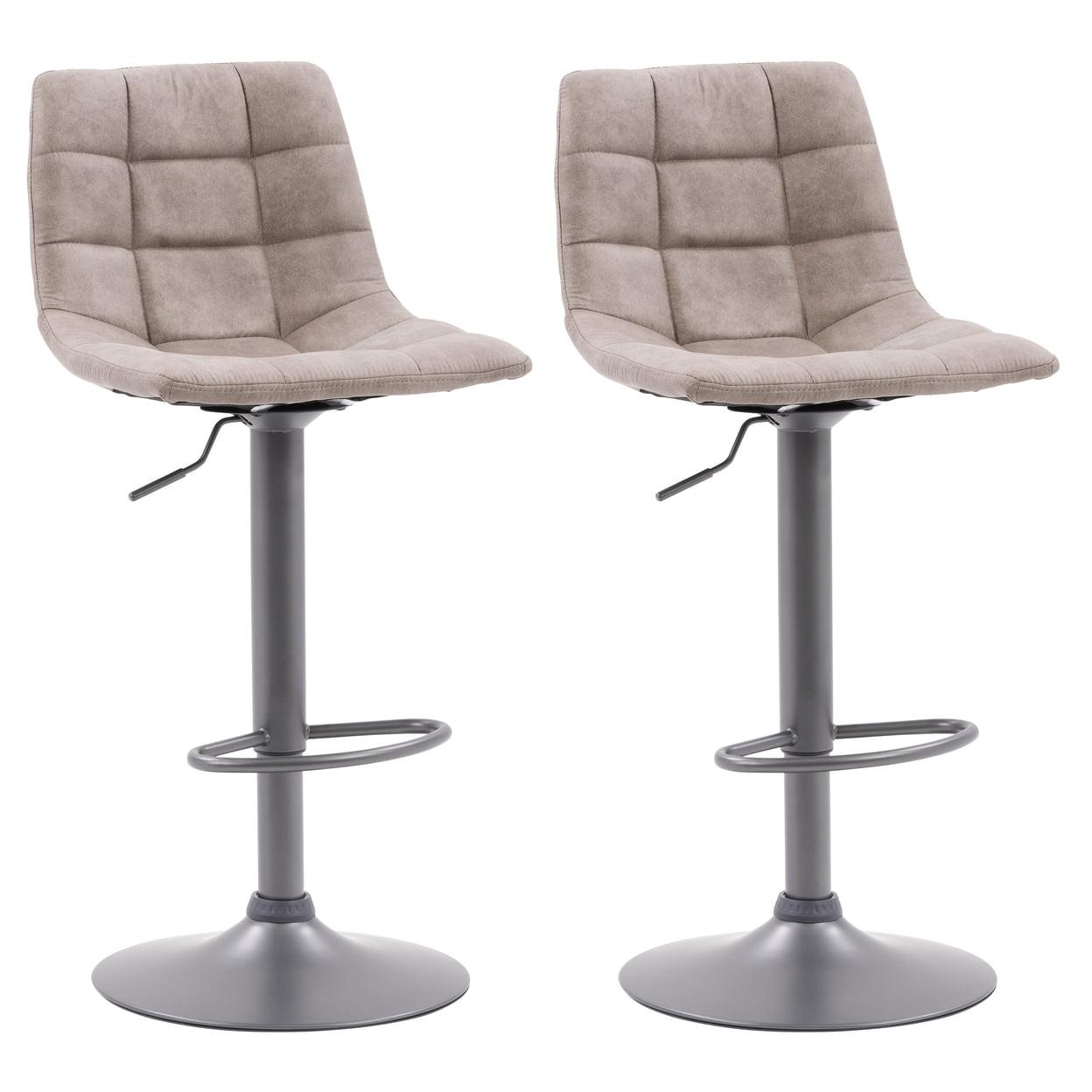 Palmer Adjustable Light Grey Tufted Fabric Swivel Barstools - Set of 2