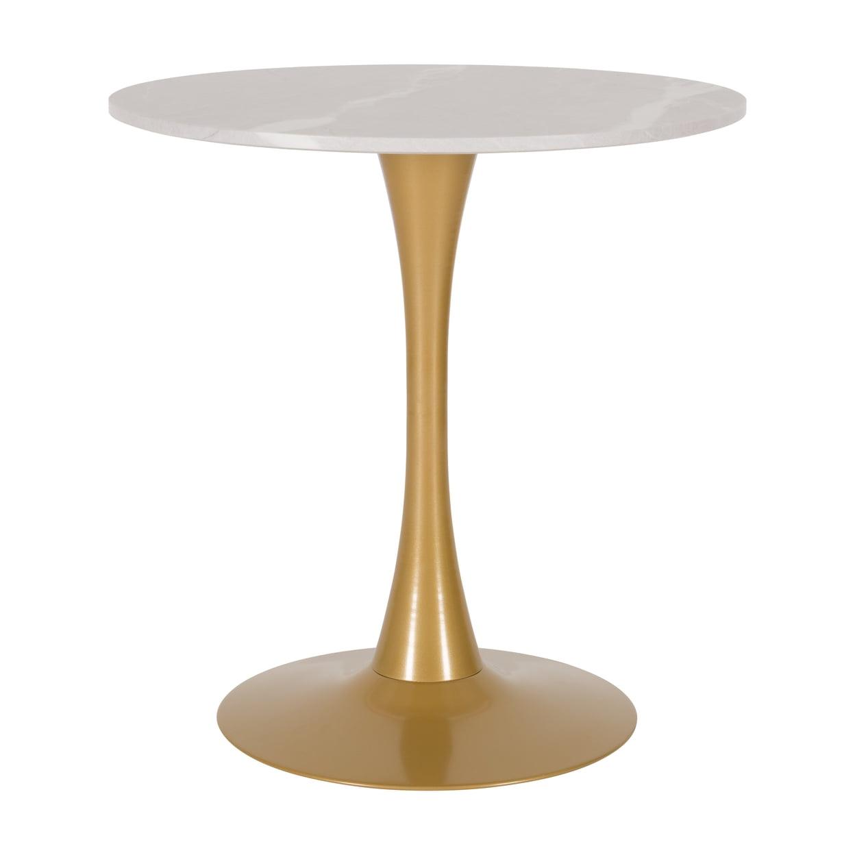 Modern Ivo Round Bistro Table Gray Marble/Gold - CorLiving: Sturdy Metal Base, Seats 4