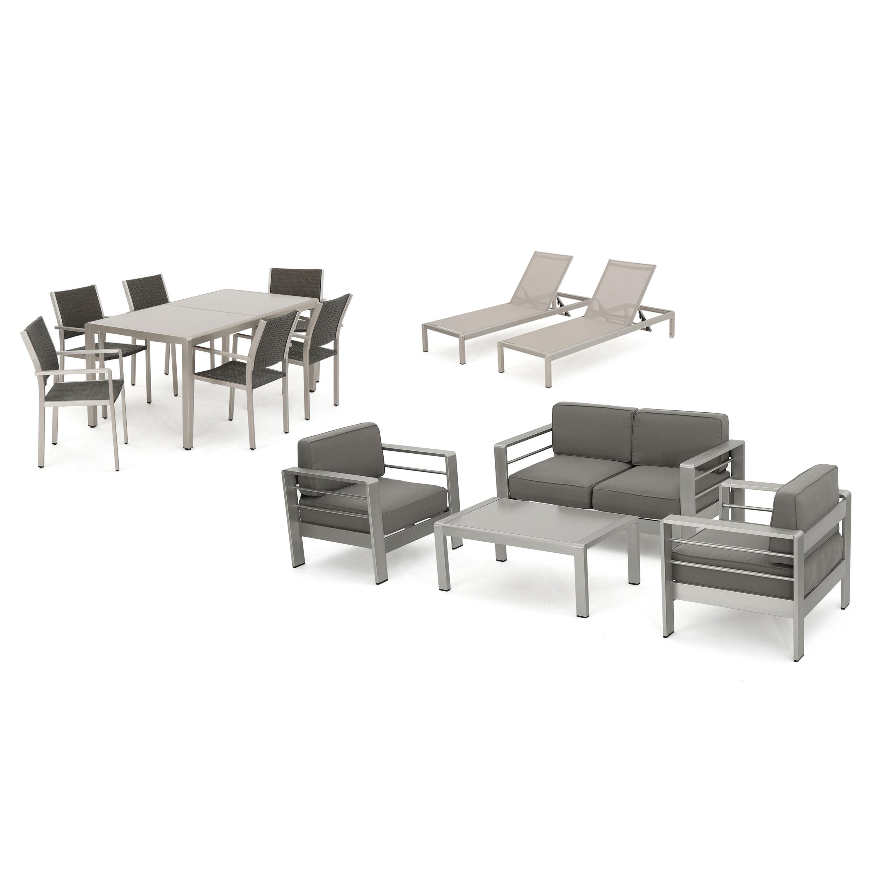 Coral Bay Outdoor Wicker Dining Set with Chat Set and Lounges