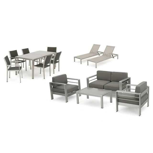 Coral Bay Outdoor Wicker Dining Set with Chat Set and Lounges