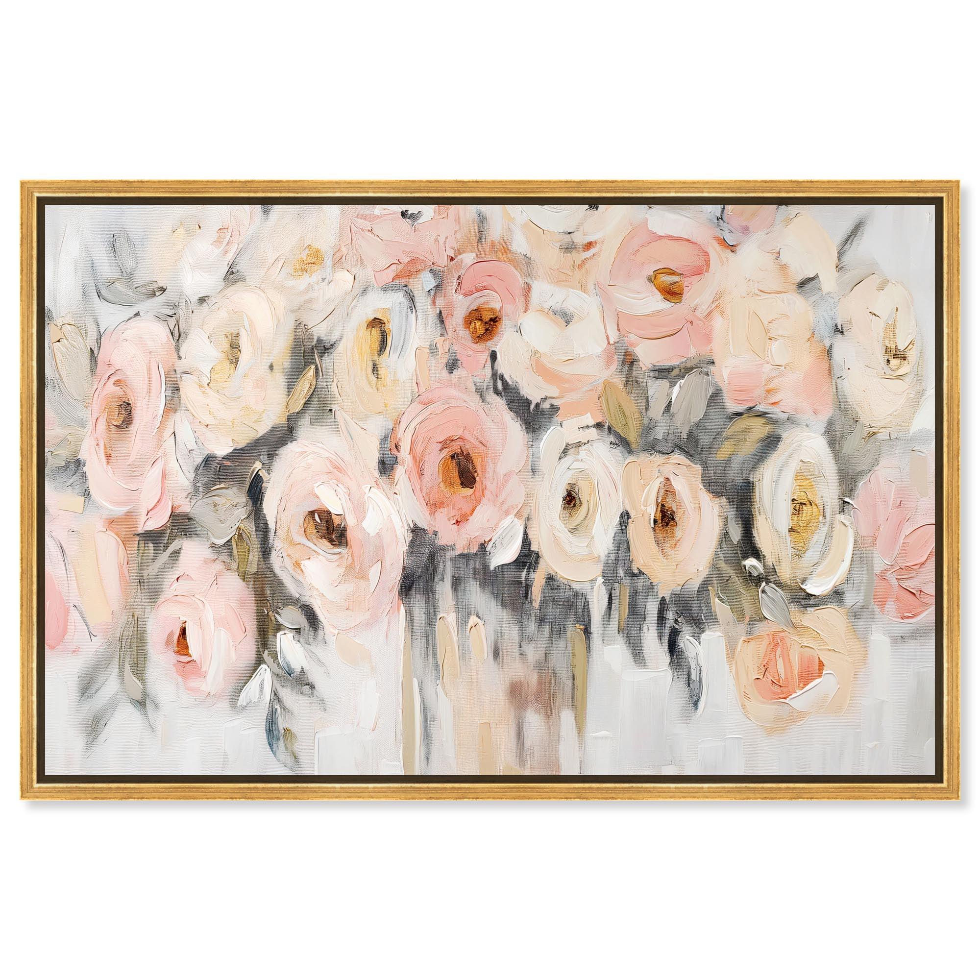 Art Remedy Coral Blush and Beige Floral Canvas Glam Floral Art by Art Remedy