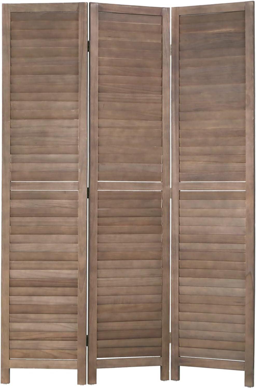 BestMassage 3 Panel Folding Wood Room Divider 5.75 Ft Tall Privacy Wall Divider, Brown