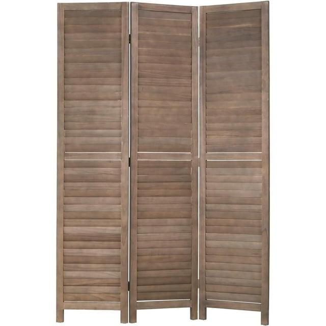 BestMassage 3 Panel Folding Wood Room Divider 5.75 Ft Tall Privacy Wall Divider, Brown