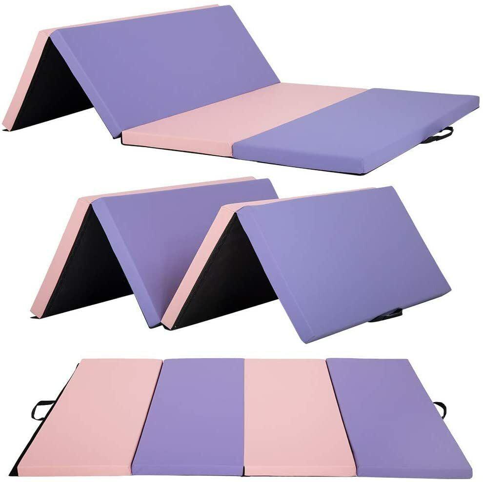 PayLessHere Gymnastics Mat - Folding Gymnastic Mat for Tumbling, Stretching, Yoga & Arts - Thick PU Leather - Indoor/Outdoor