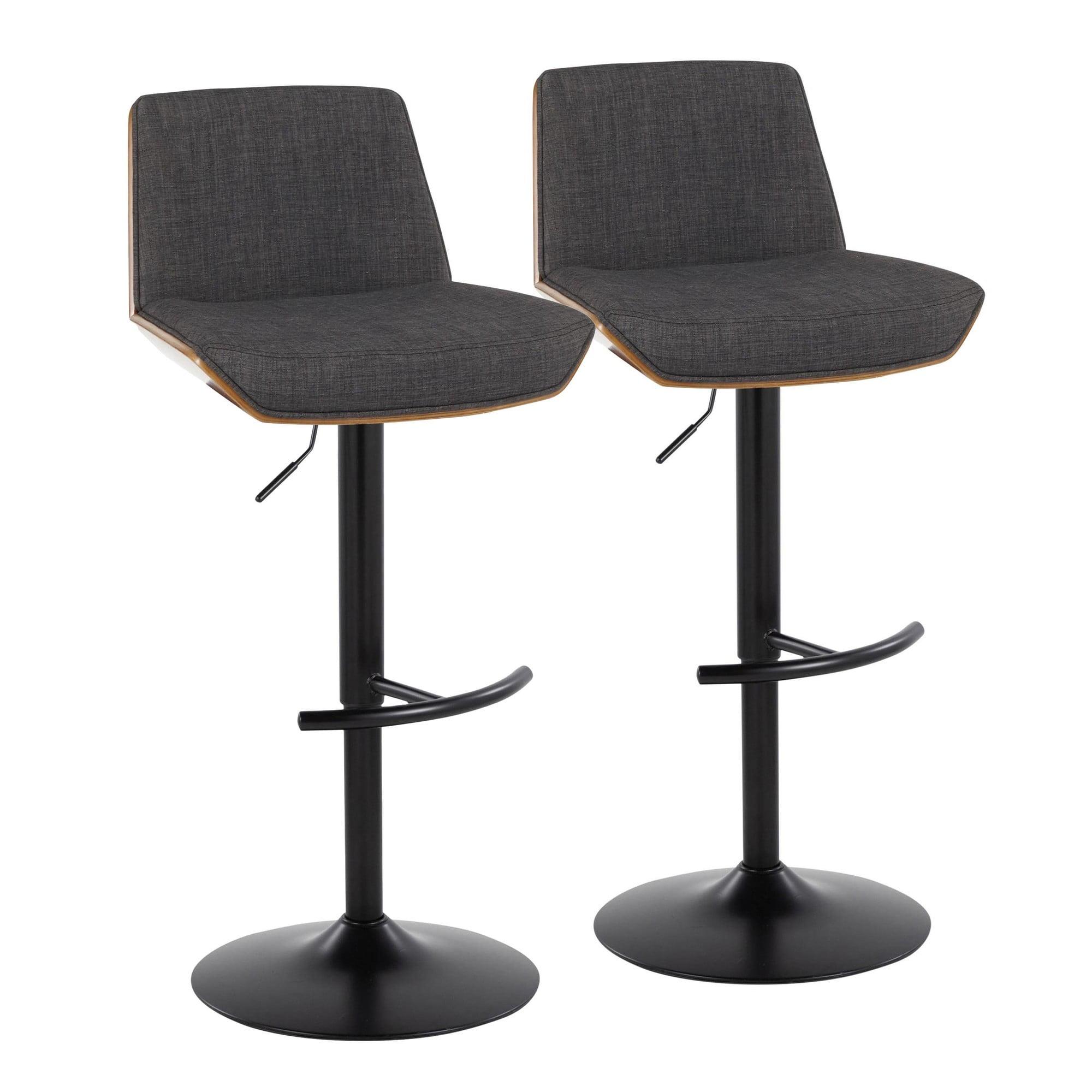 Corazza Adjustable Bar Stool, Chrome Bar Stools, Bar Chairs, Swivel Bar Stools, Bar Stools Set of 2 (Charcoal)