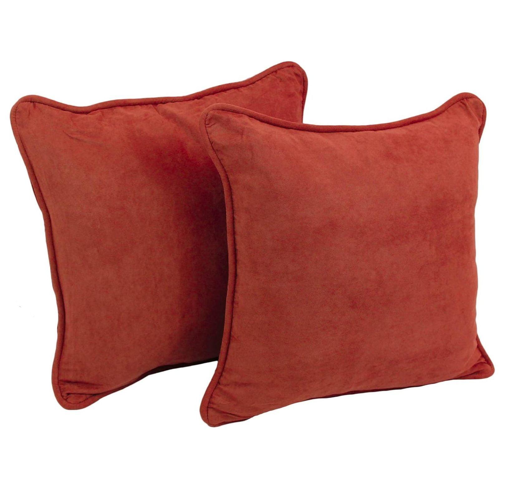 saney Corded Microsuede Throw Pillow, 18", Cardinal Red 2 Count