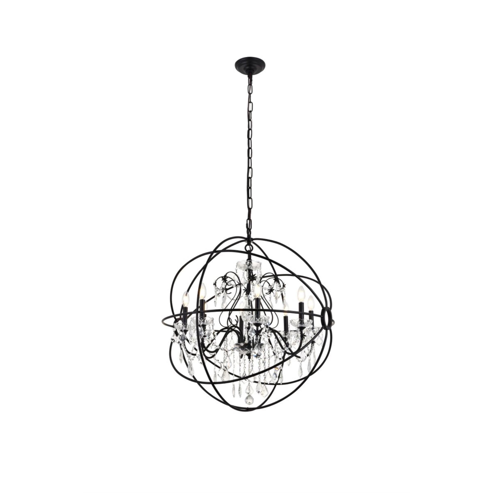 Cordelia Luxe Black Iron and Crystal 8-Light Pendant