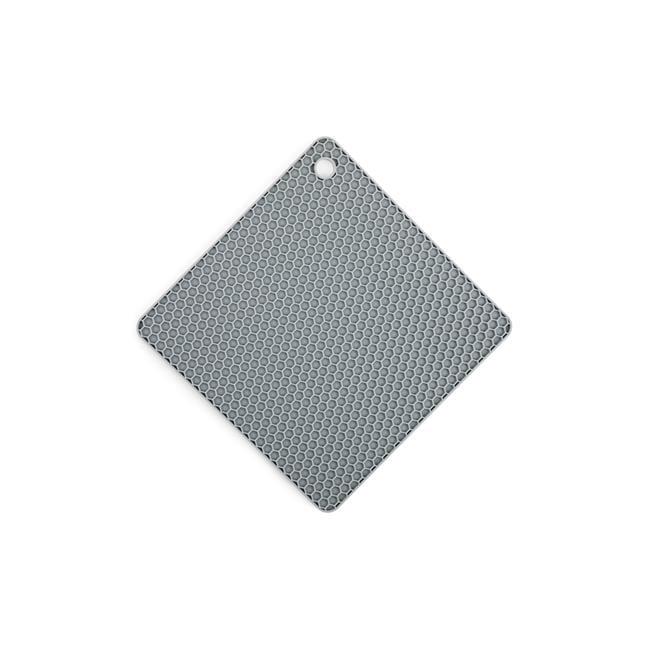 Core Kitchen Silver Silicone Square Trivet with Nickel Finish