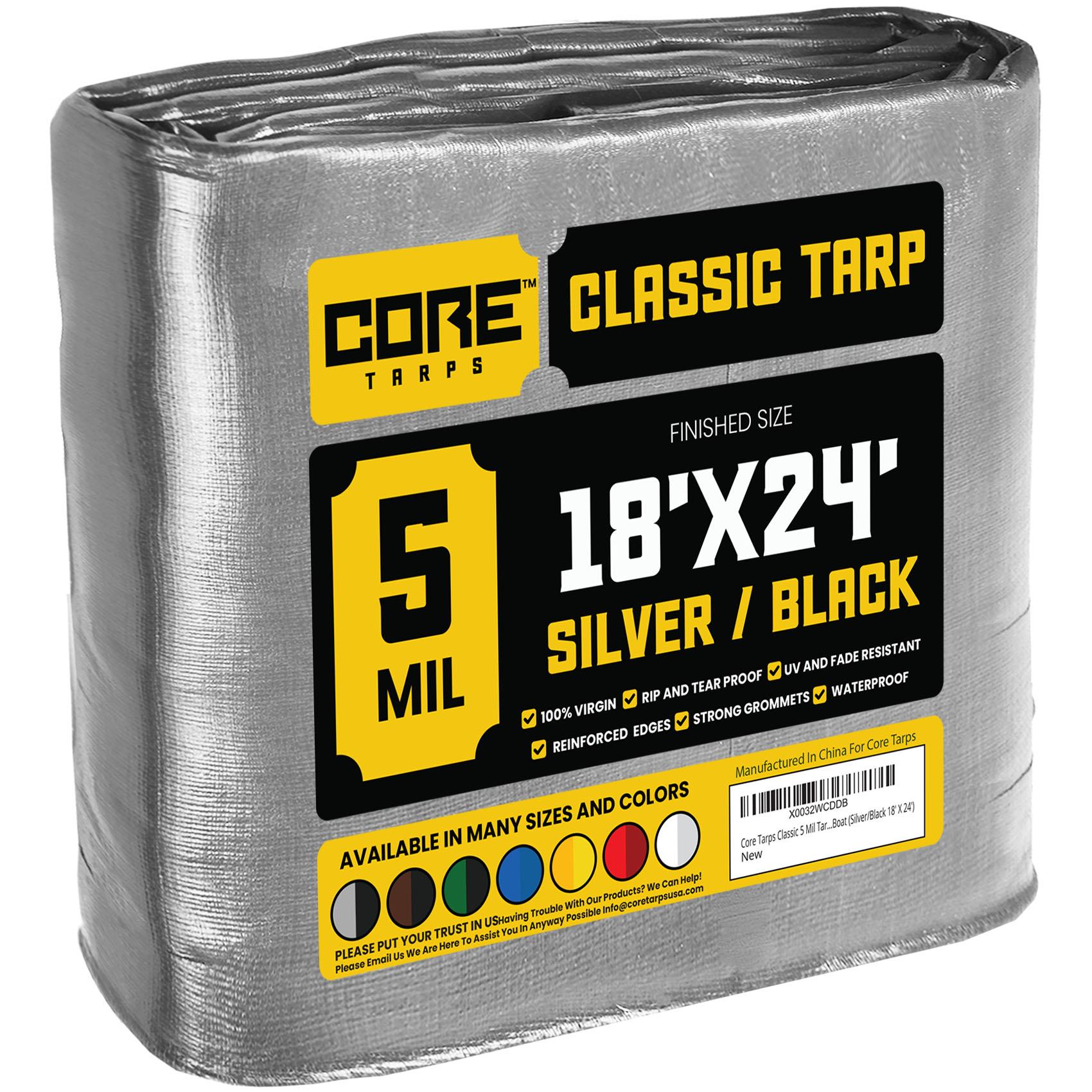 Core Tarps 18 ft. x 24 ft. 5 Mil Heavy Duty Polyethylene Tarp, Waterproof, UV Resistant
