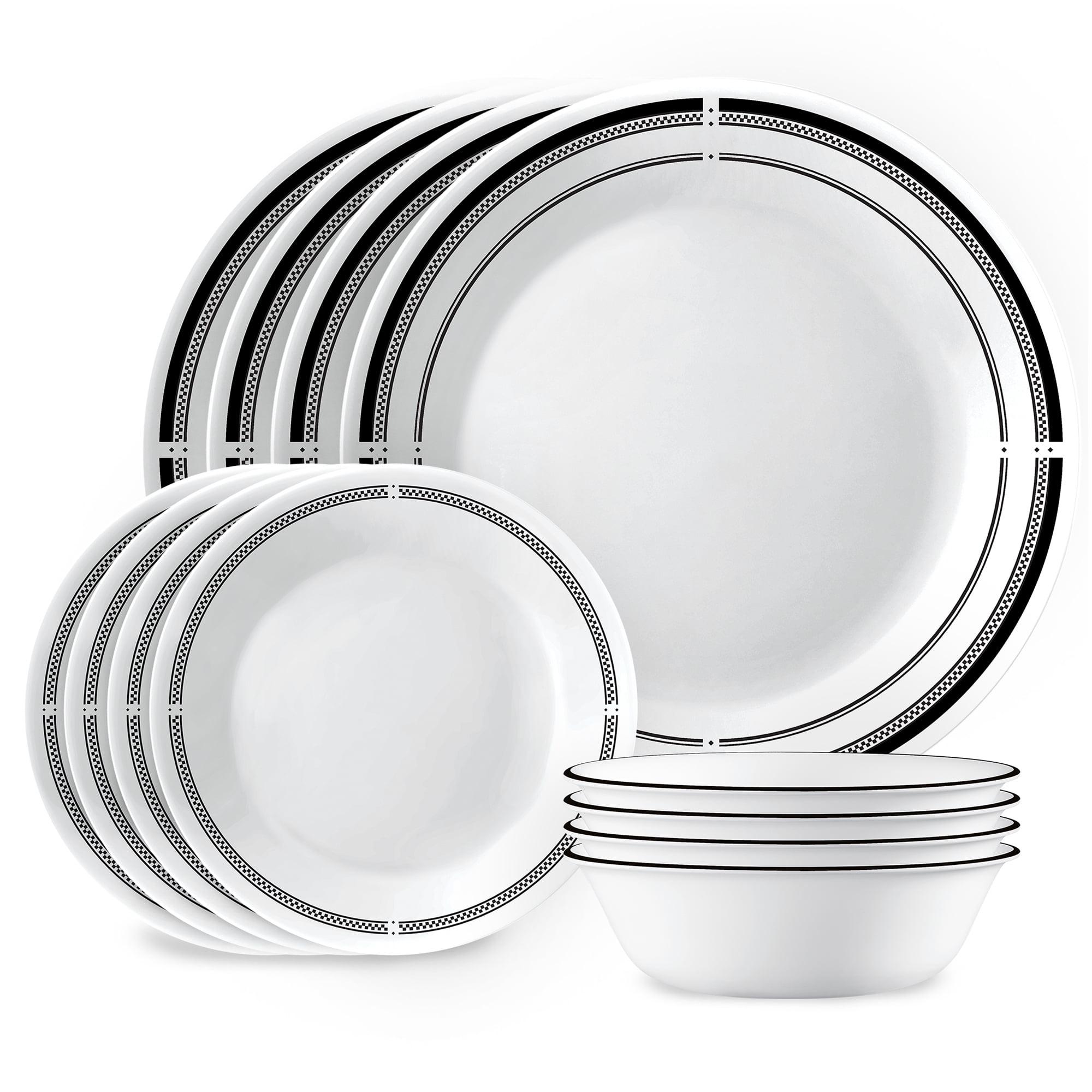 Black and White Brasserie 12-Piece Dinnerware Set, Service for 4