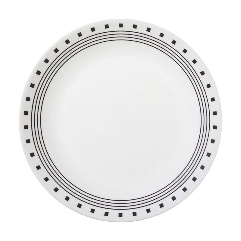 Corelle Livingware Black/White Glass City Block Dinner Plate 10-1/4 in. D 1pk/each