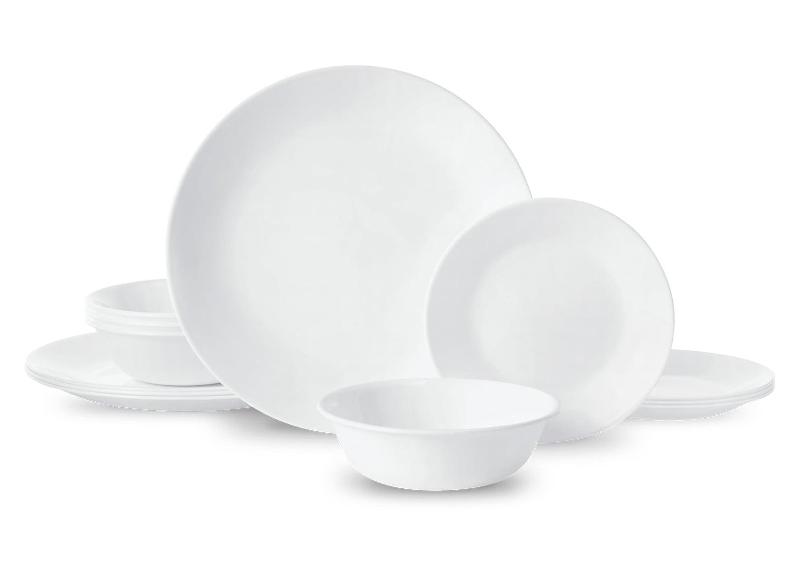 Winter Frost White 12-Piece Glass Dinnerware Set for 4