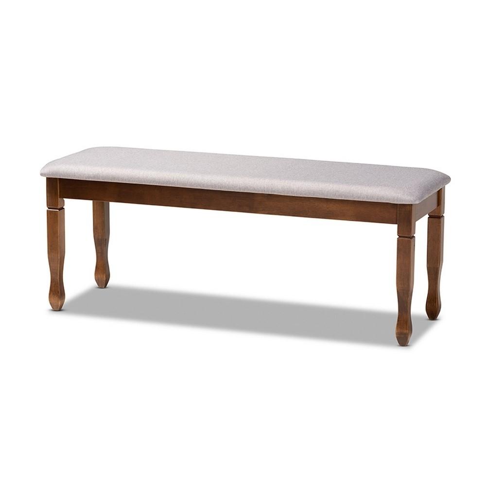 Corey 48'' Gray Fabric and Walnut Wood Classic Dining Bench