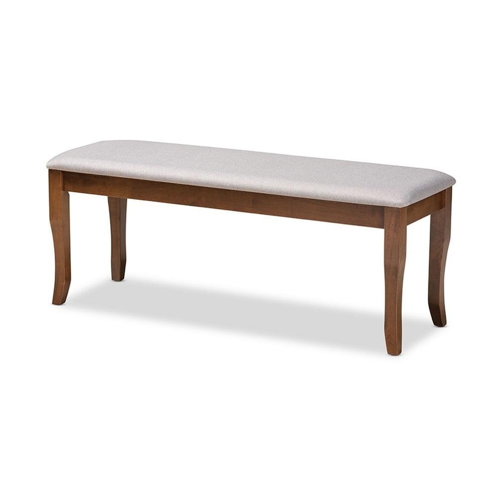 Cornelie Walnut Brown and Grey Fabric Upholstered Dining Bench