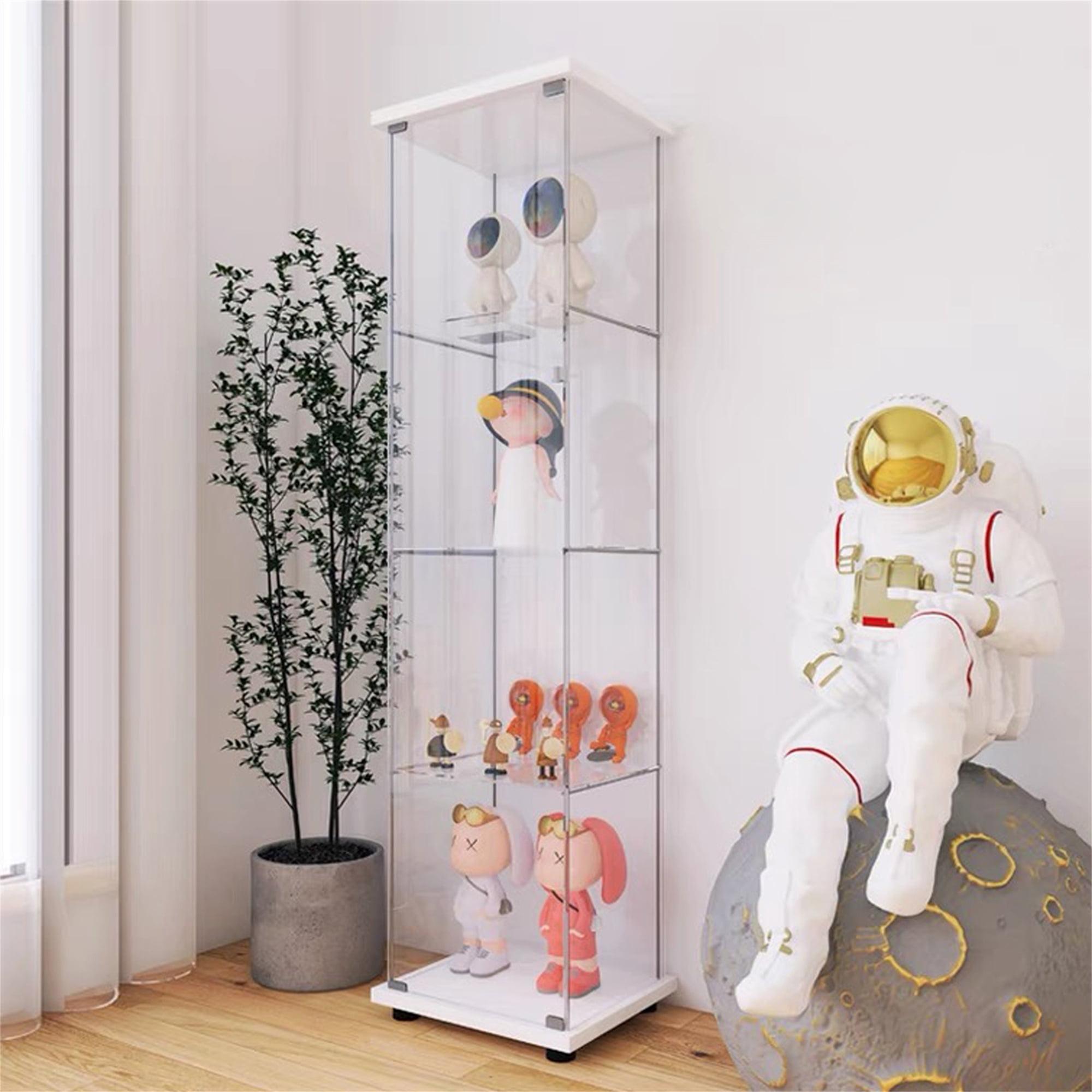 White Glass Corner Display Cabinet with 4 Shelves