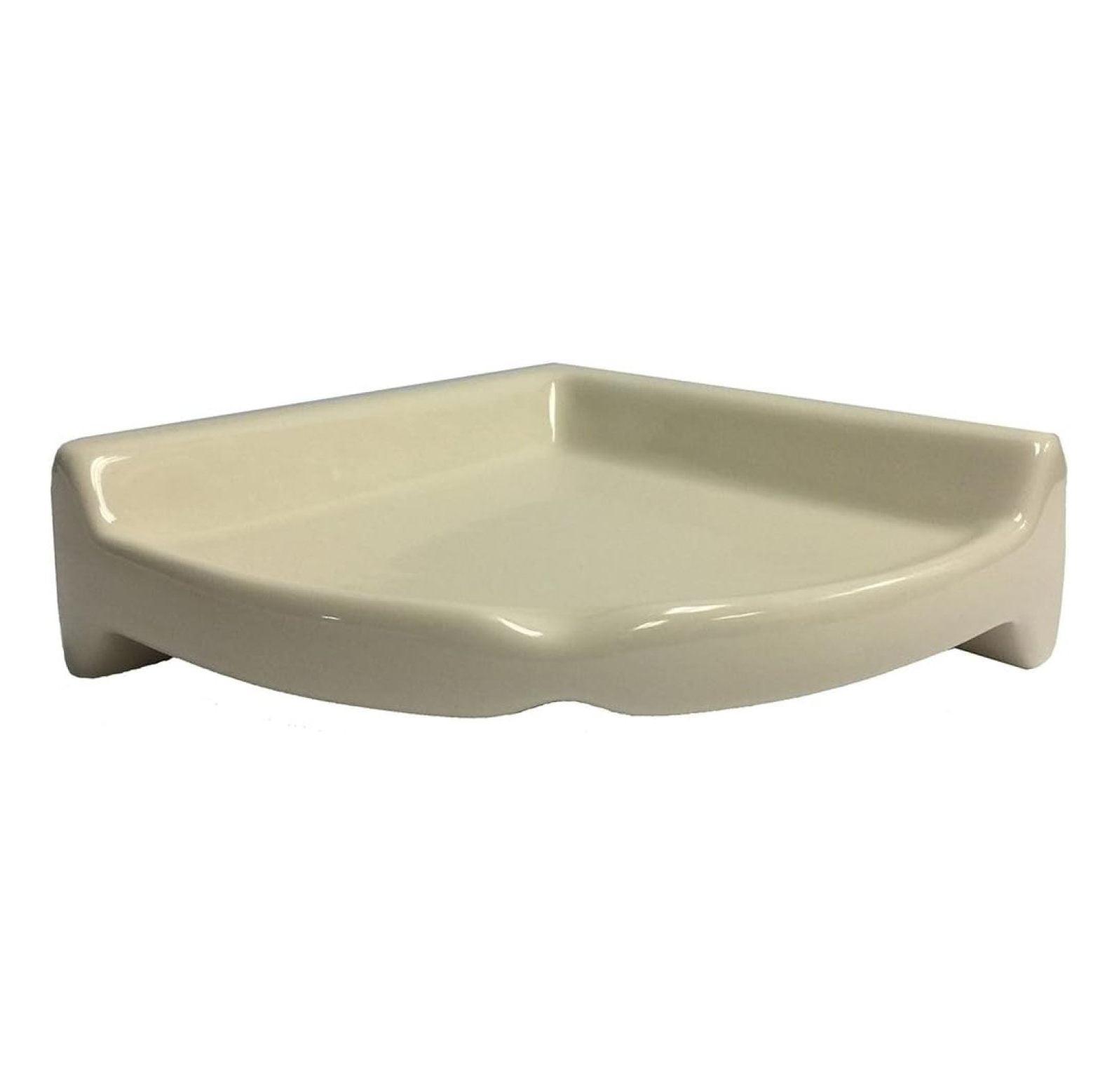 Gloss Almond Ceramic Corner Shower Shelf