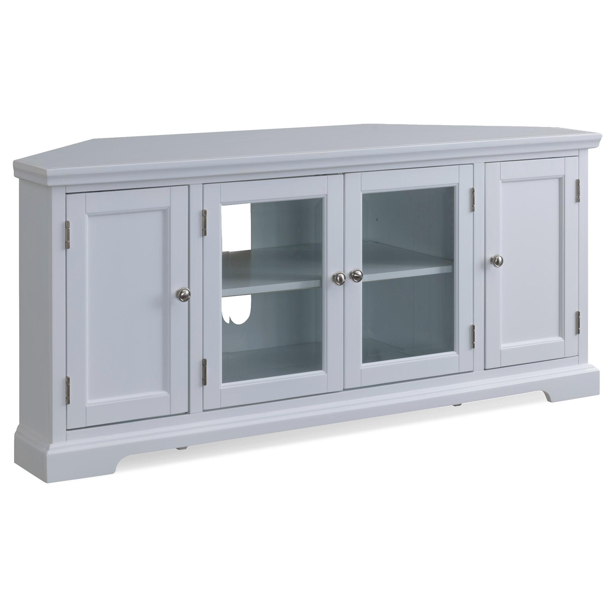 Riley Holliday Modern White Composite Wood Corner TV Stand with Cabinet