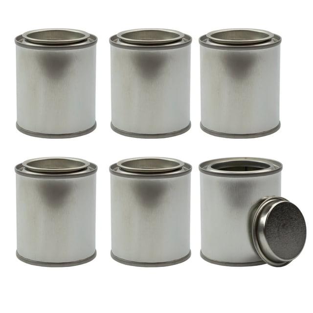 Cornucopia Brands Metal Paint Cans Quarter Pint Size w/ Lids, 6pk, Empty Unlined Mini Paint Pails
