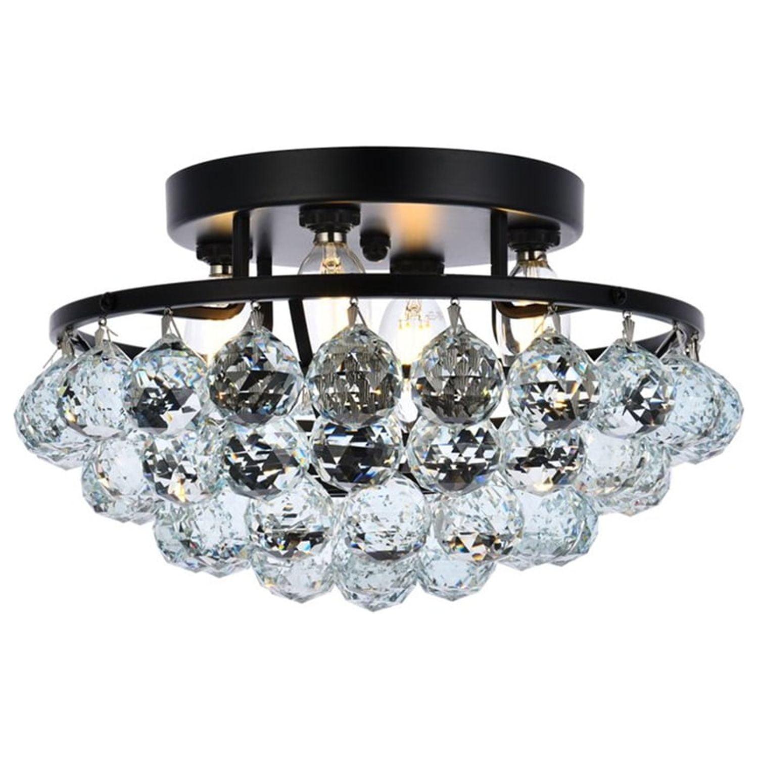 Elegant Lighting Corona 14 inch black flush mount