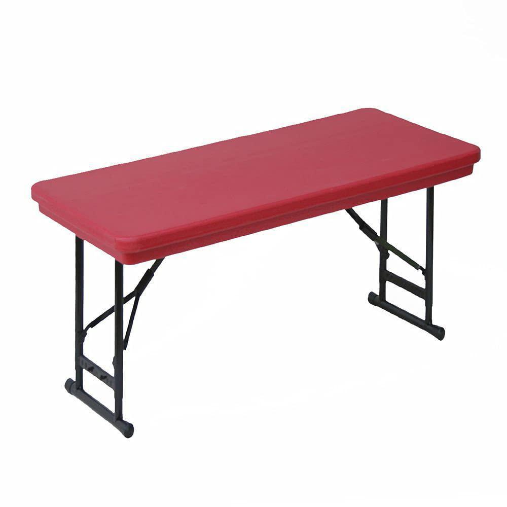 Adjustable Height 72'' Red Resin Folding Table for Outdoor Use