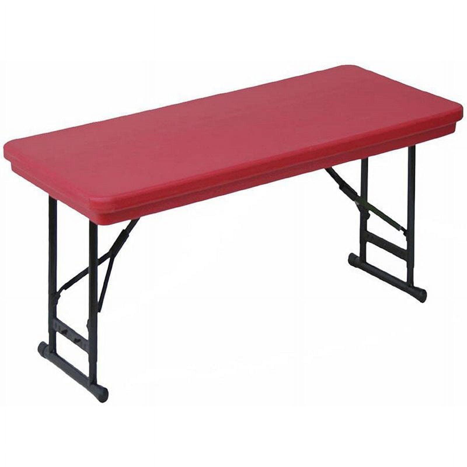 Adjustable Height 72'' Red Resin Folding Table for Outdoor Use