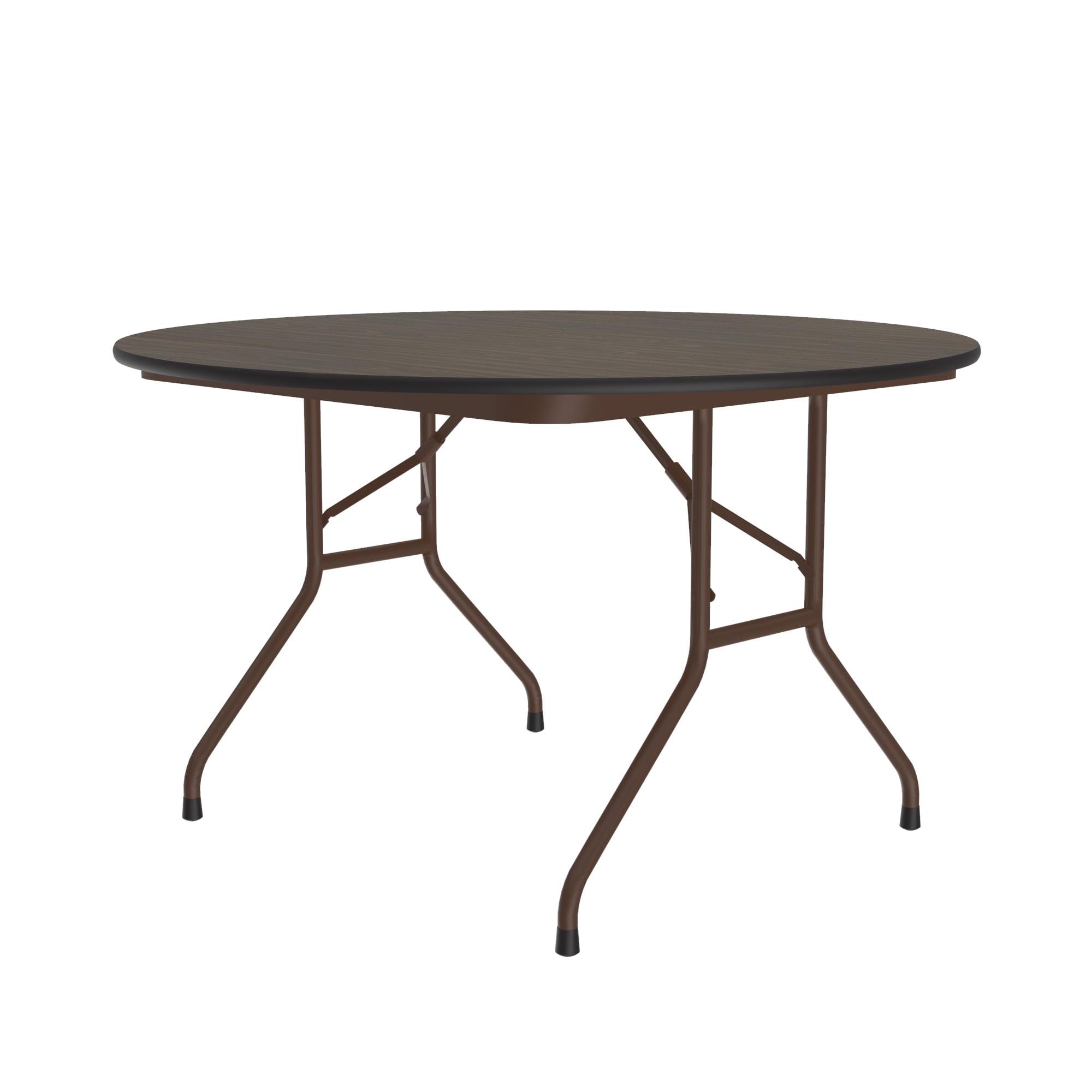 48'' Round Brown Melamine Folding Table with Steel Frame