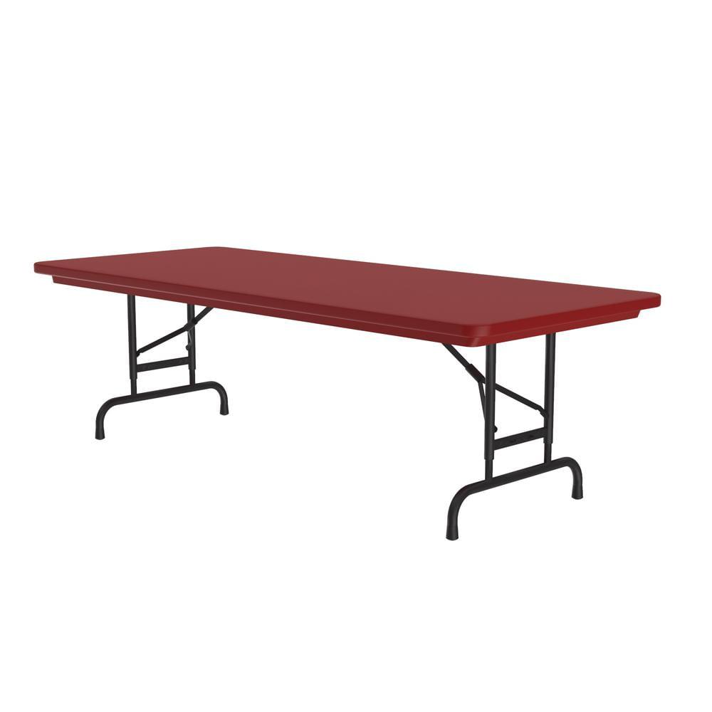 Adjustable Black and Red Steel Folding Table, 30"x72"