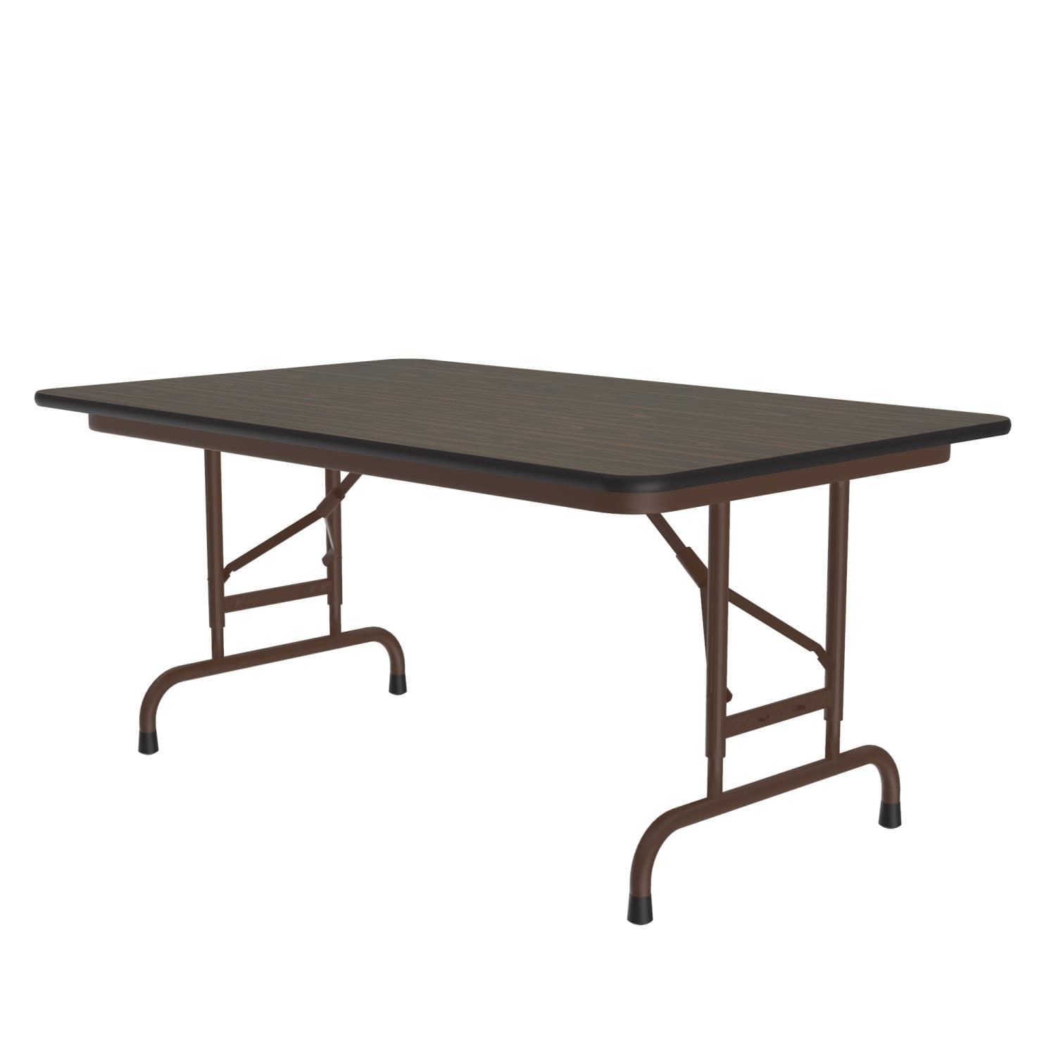 Walnut Adjustable Height Rectangular Folding Table