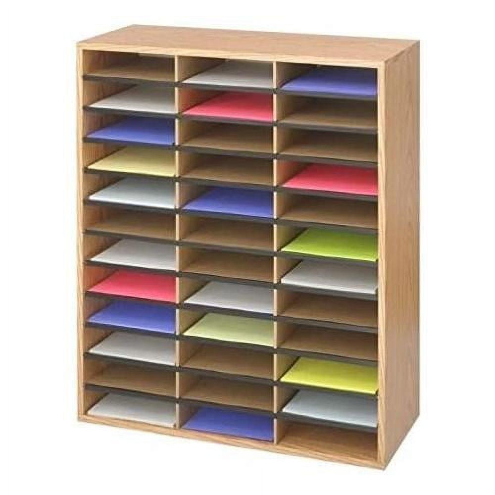 Medium Oak 36-Compartment Laminated Desktop Organizer