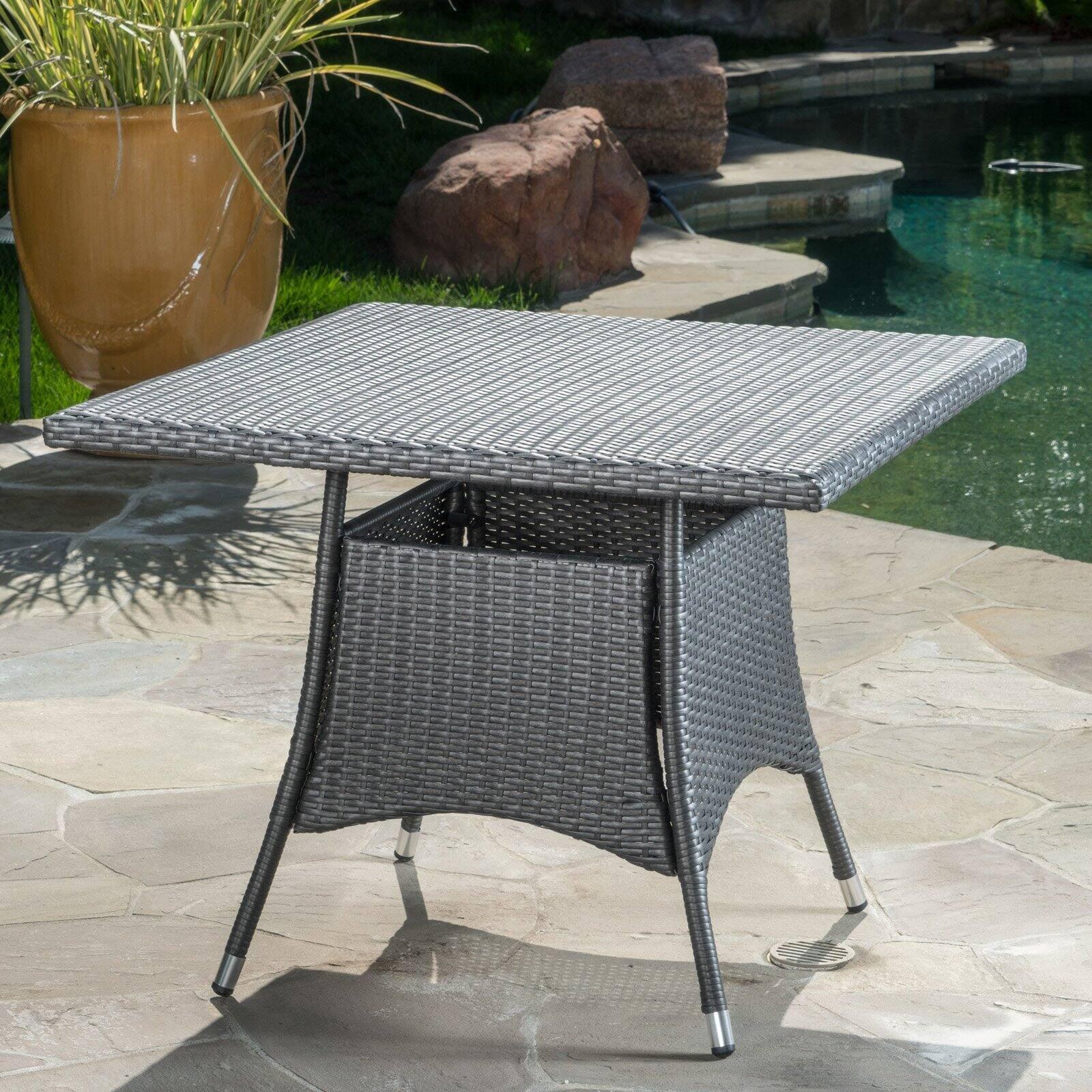 Modern Portable Iron Square Dining Table in Gray