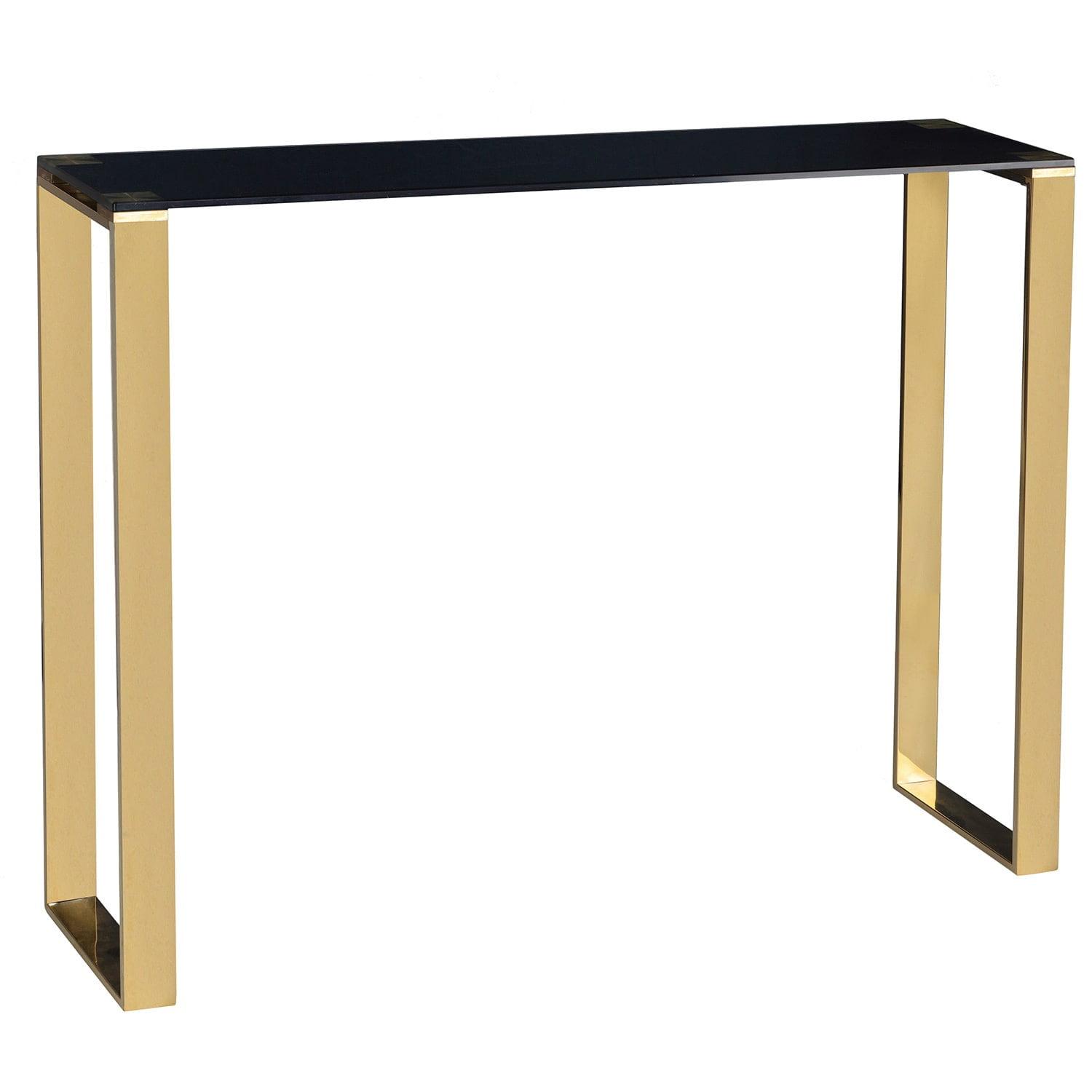 Sleek Gold and Black Tempered Glass Narrow Console Table