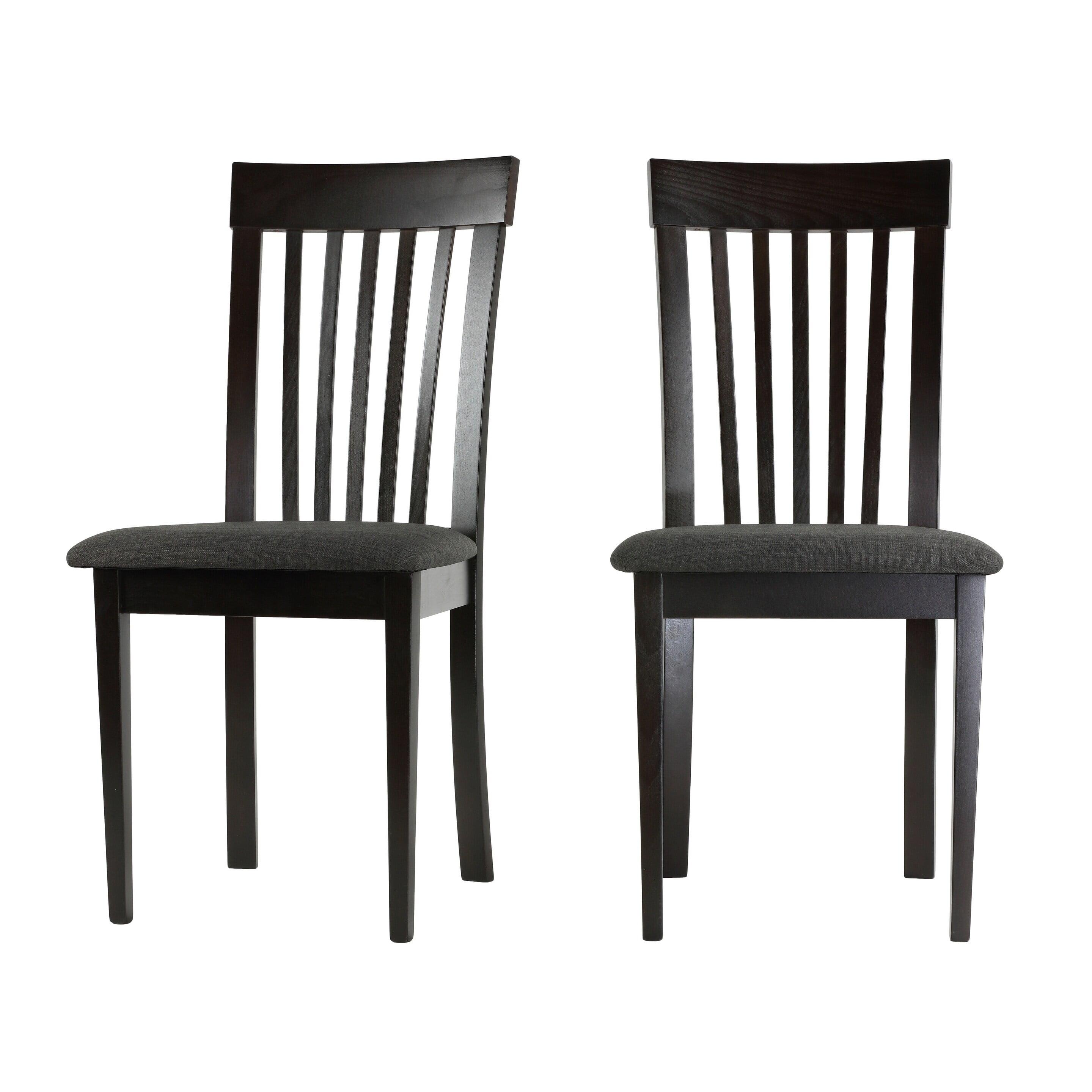 Cortesi Home Linnea Dining Chair in Charcoal Fabric, Cappuccino Finish (Set of 2)