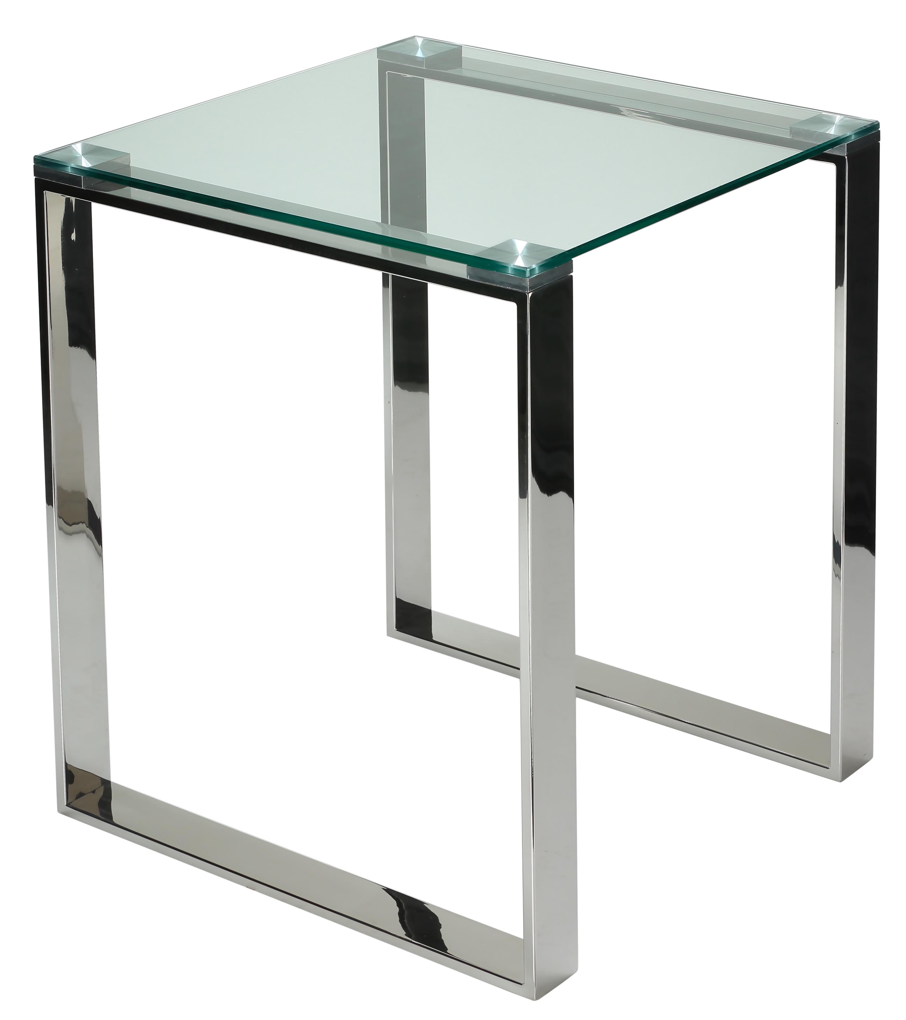 Sleek Chrome and Tempered Glass Square End Table