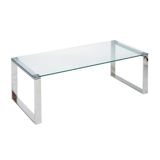Cortesi Home Remi Contemporary Glass Coffee Table with Chrome Finish