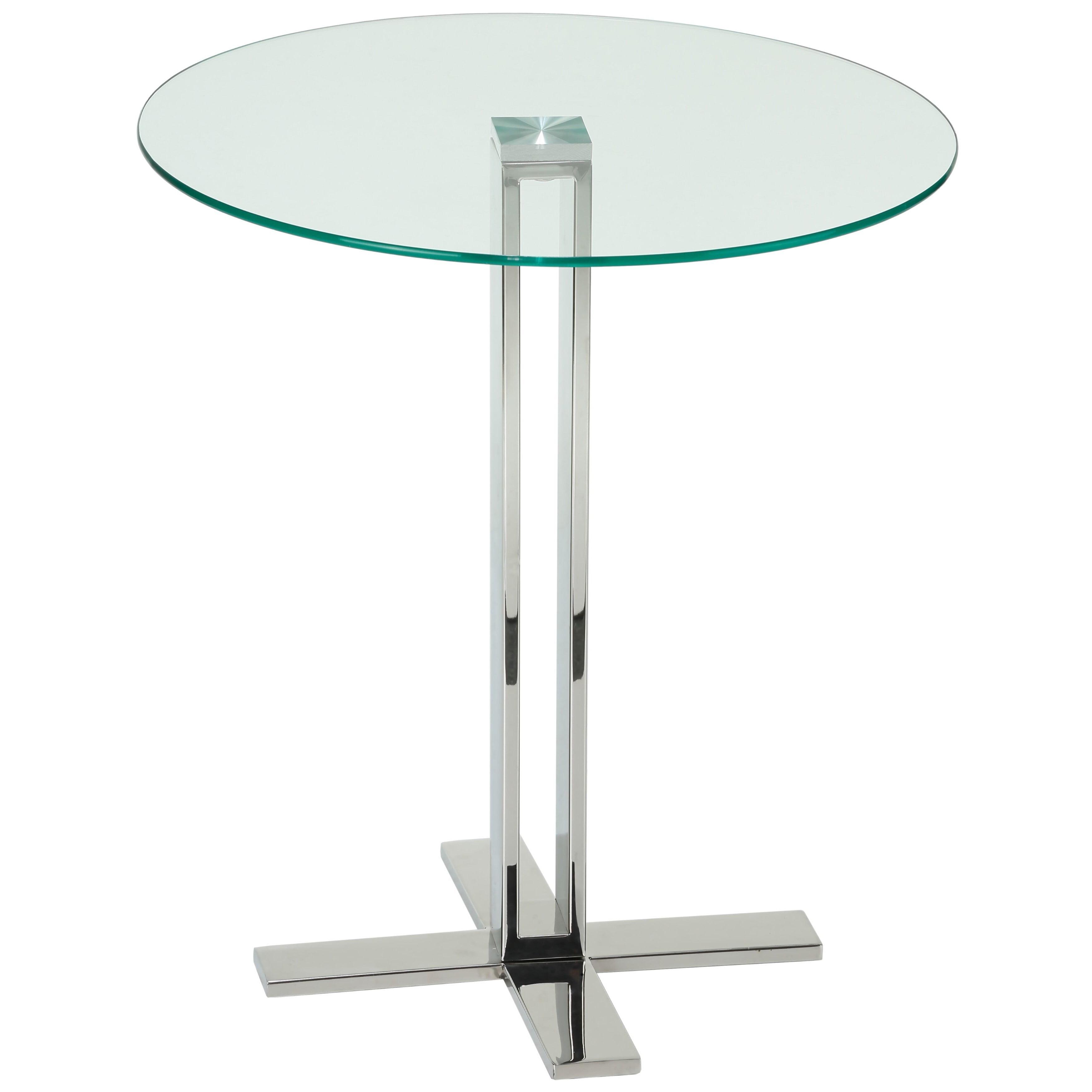 Cortesi Home  Solen Round Clear Glass End Table