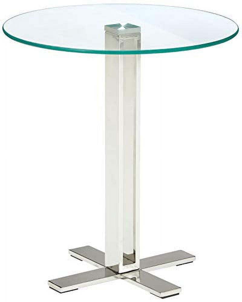 Cortesi Home Solen Round Clear Glass End Thle With Chrome Base