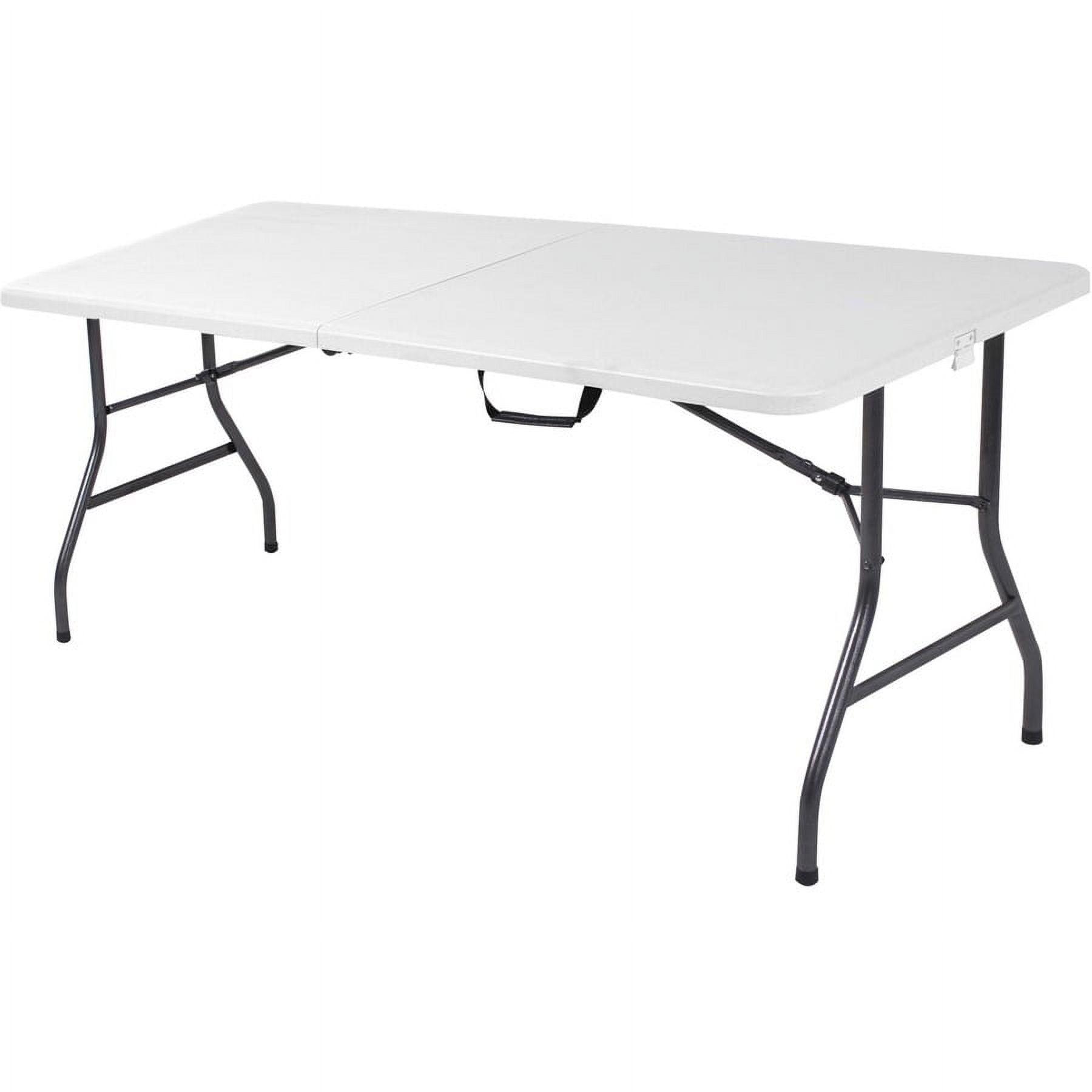 COSCO 6' Fold-in-Half Banquet Table with Handle and Locking Latch, White