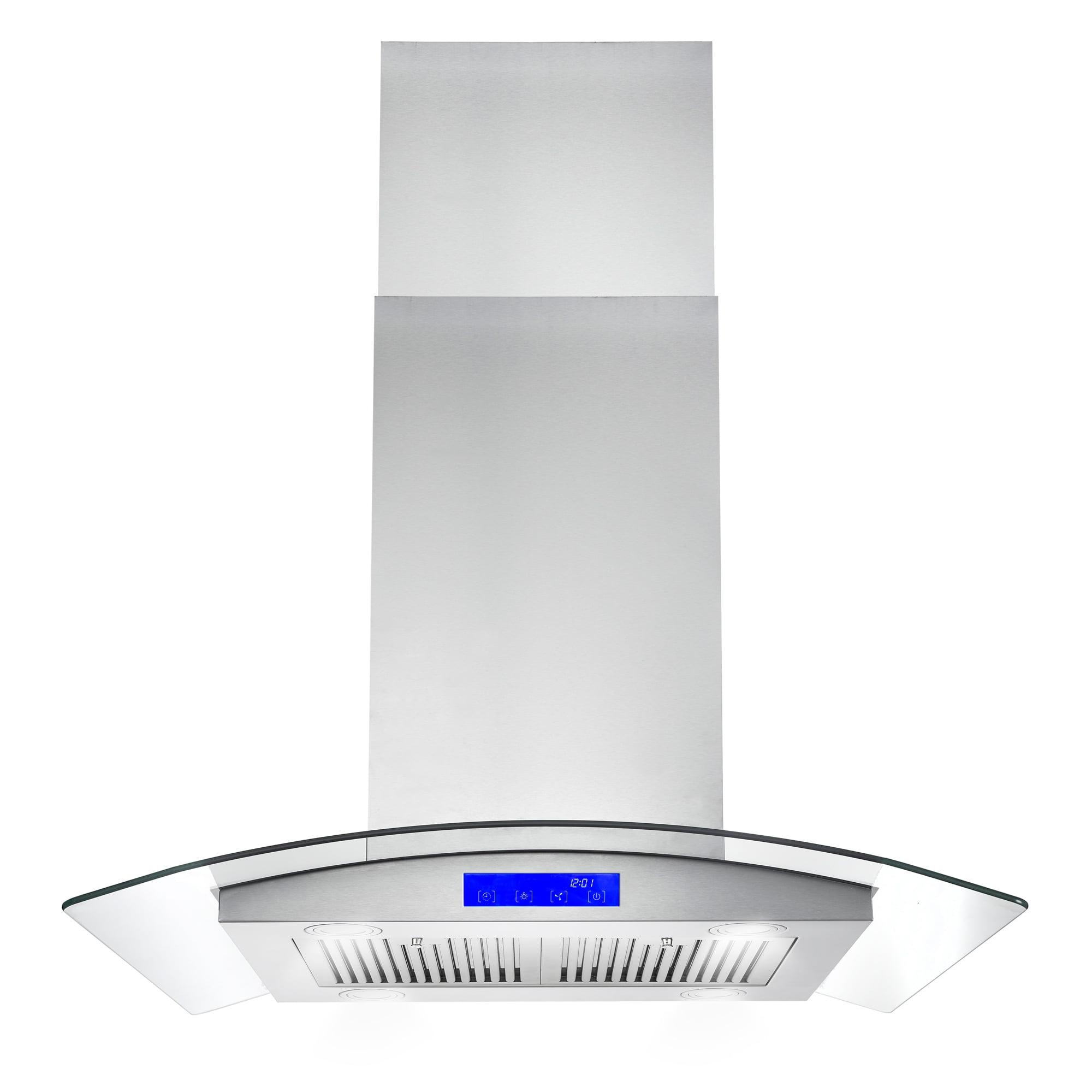 30-Inch Stainless Steel Island Range Hood with LED Lighting