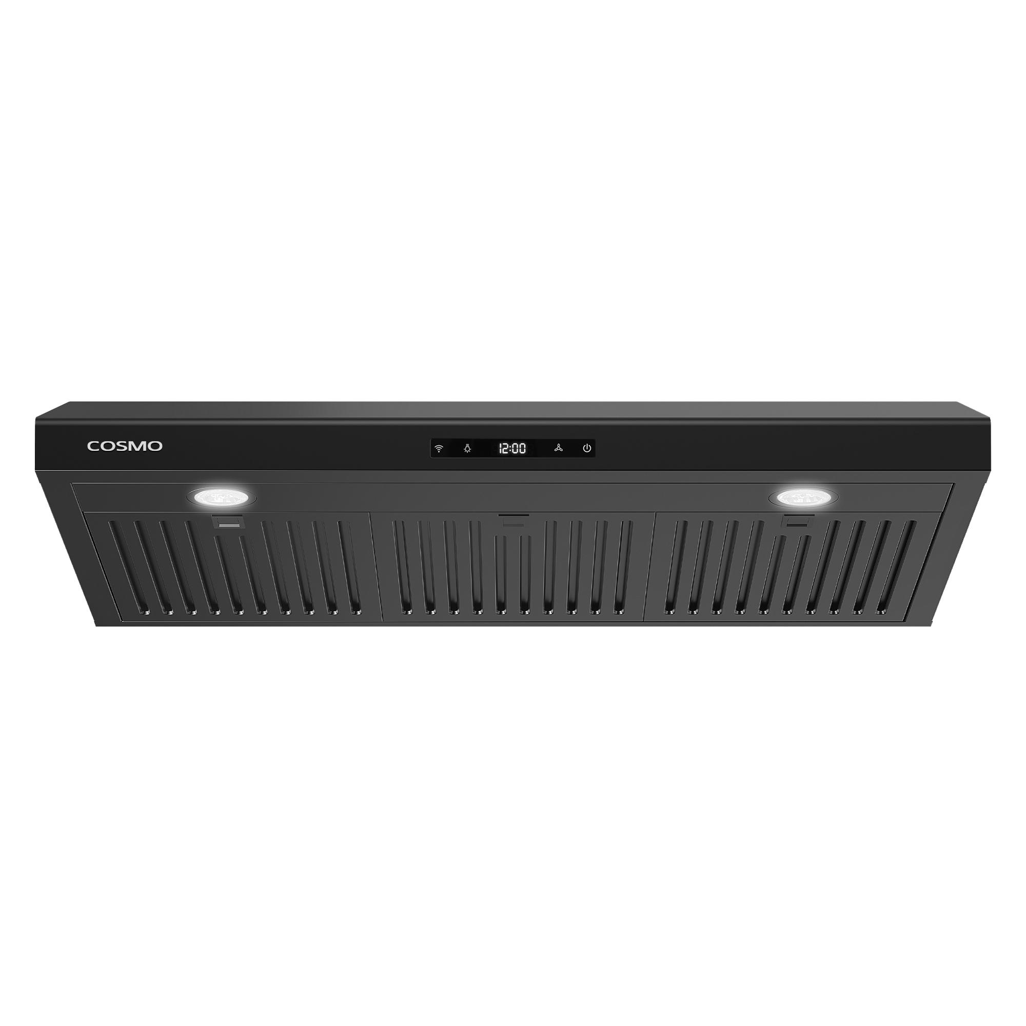 Cosmo 36 In. Haven Collection 500 Cfm Ducted Under Cabinet Range Hood, Touch Controls, Led Lights In Matte Black